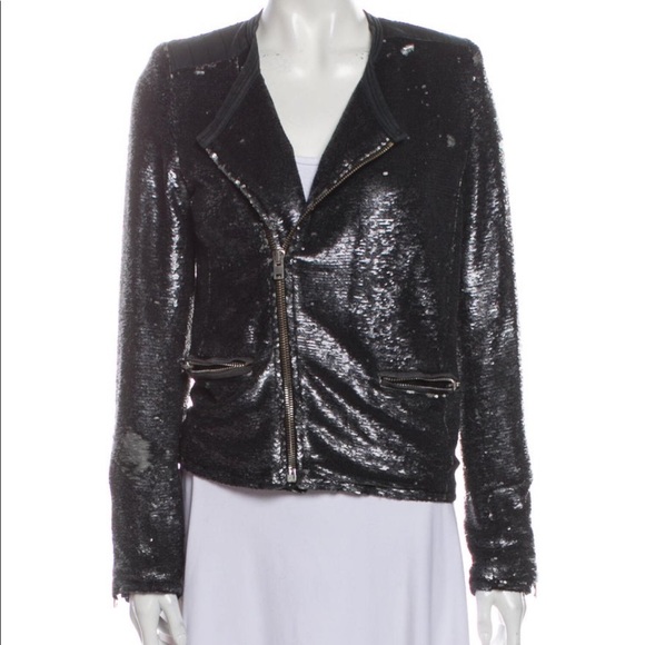 IRO Longina Sequin Jacket Charcoal Size 1 Small - Picture 6 of 16
